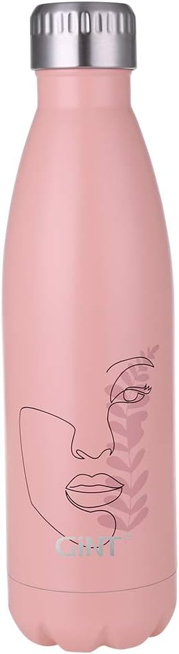 GiNT Stainless Steel Vacuum Insulated Double Walled Water Bottle for Outdoor Sports, Cola Shape,Travel Mug, 17oz / 500ML Powder Face