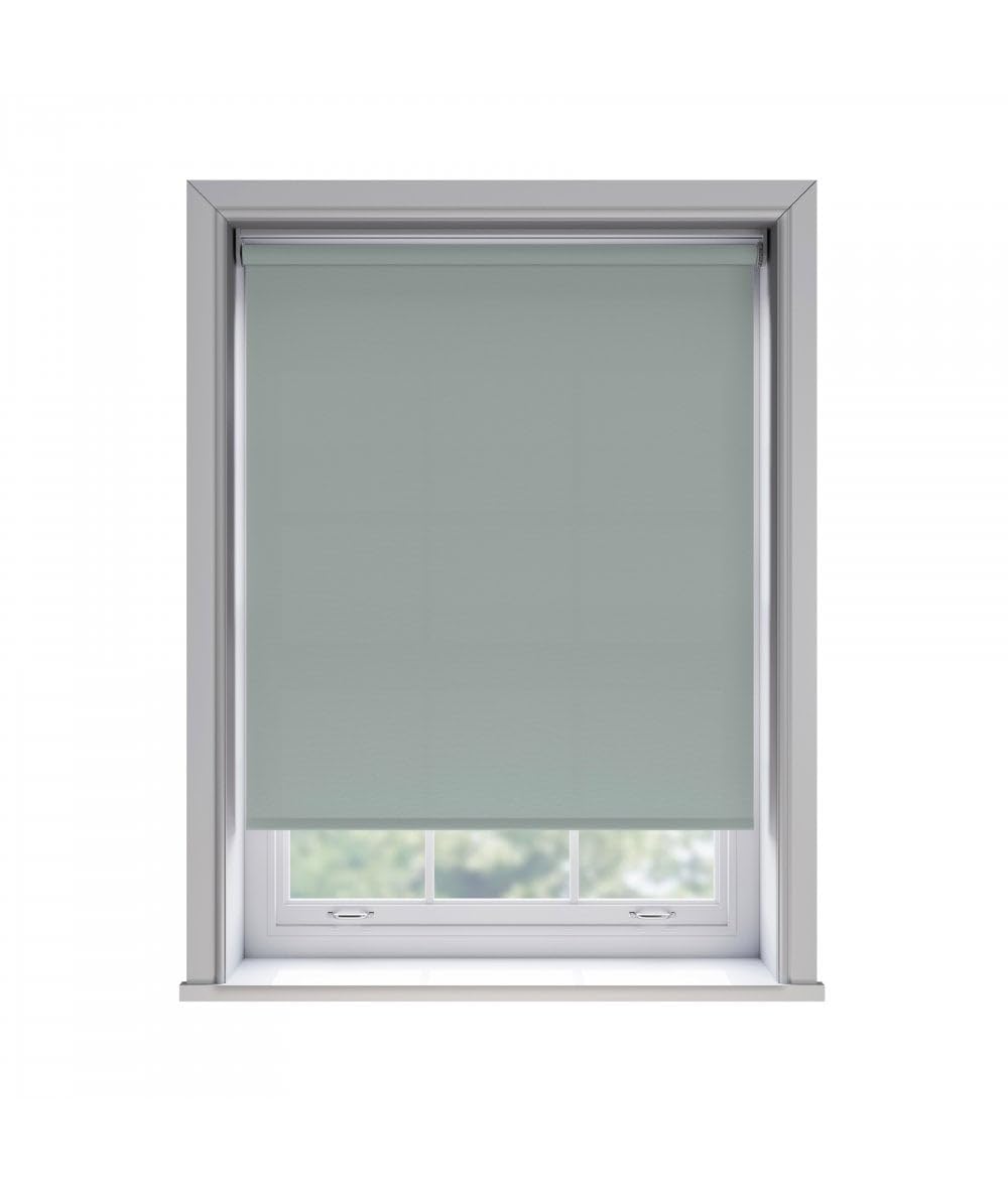 150cm No Drill Duck Egg Blue Thermal Blackout Roller Blind (170cm Drop)