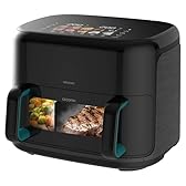 Cecotec Friggitrice ad Aria 10L - Air Fryer Cecofry&Grill Smokin'Prime 11000. 2800W, 3in1: Friggitrice, Grill, Piastra. Affumicatore integrato, Parete divisoria, Temp 40-200°C, Cottura uniforme