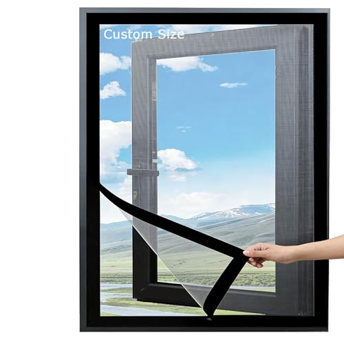 Hruile Pantalla de ventana a prueba de gatos, red de seguridad para gatos de tamaño personalizado, malla antimosquitos, malla lavable para protección de mascotas, malla para balcón, mosquitera con