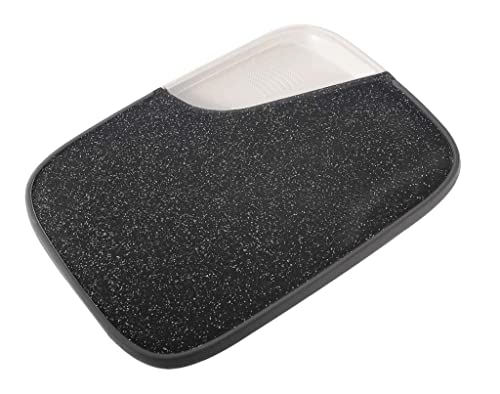 Royal Cuisine Tabla de cortar de plástico, tabla de cortar gruesa con apto para lavavajillas, agujero para colgar, tamaño grande (35,cm x 25,4 cm) (mármol negro) Cover