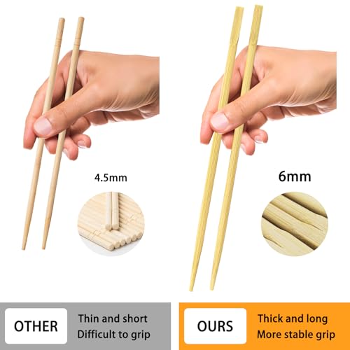 sugormek 100 Pairs 9 inches Smooth Disposable Bamboo Chopsticks Individually Wrapped Chopstick for Sushi Noodles Splinter-Proof Design