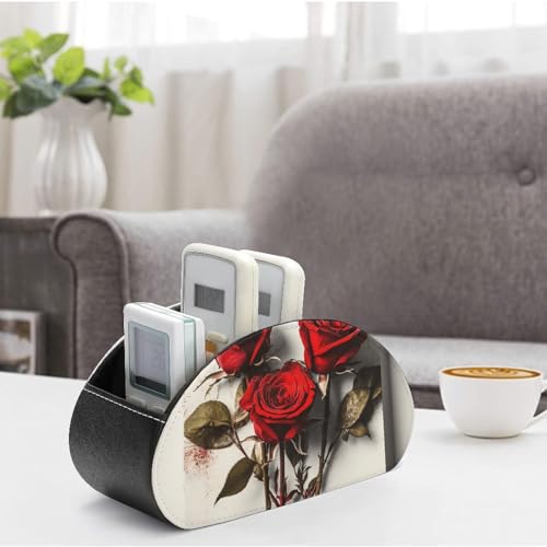 Support de télécommande rose en cuir PU avec 5 compartiments pour contrôleur et média