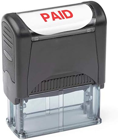 Self Inking Rubber Stamp, Refillable Red Ink Preinstalled - (9/16" x 1-1/2") (Paid)