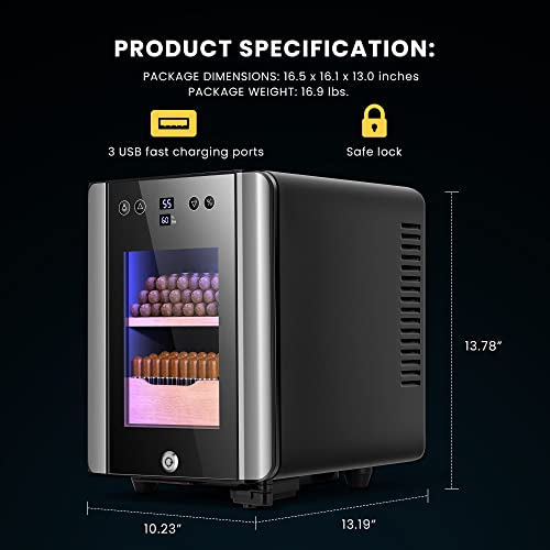 Vivohome Updated 8L Electric Humidor For 80 Counts, Cooling And Heating Temperature Control System With Bult-In Water Tank And Spanish Cedar Wood Drawer Shelves, High-End Gift For Men #TOP6