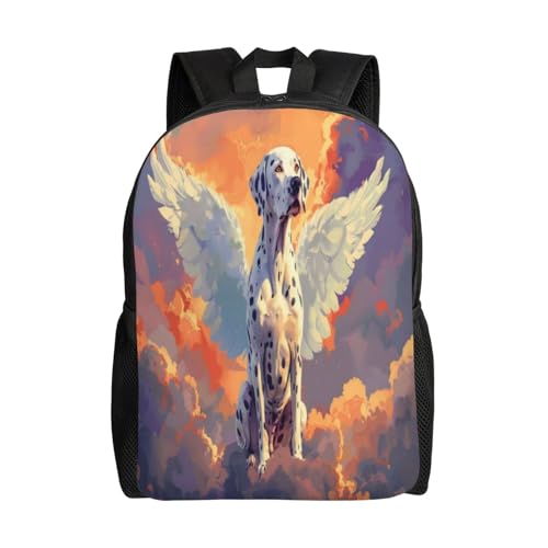 Travel Unisex Backpack Dalmatian Angel Sky 16Inch Durable Backpack Gym Casual Daypack for Women Men Gift
