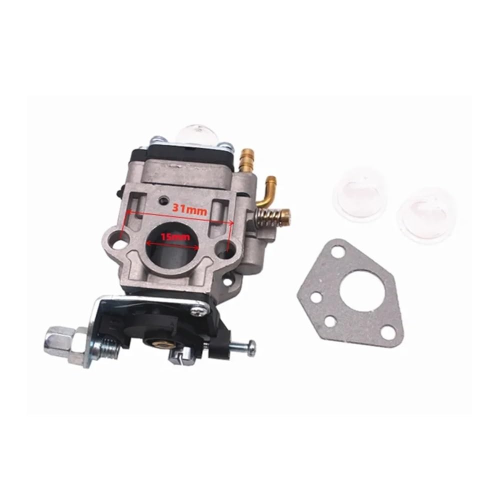 15-mm-Vergaser-Kit for Freischneider 43 cc, 49 cc, 52 cc, Freischneider mit Dichtungsschlauch, Zündkerze, Benzinfilter, Ersatzteile 40-5 Zubehör für Rasenmäher(Red)