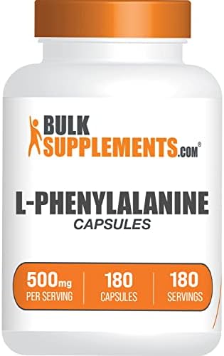 BULKSUPPLEMENTS.COM L-Phenylalanine Capsules – Phenylalanine Supplement – L-Phenylalanine 500mg – L Phenylalanine – Amino Acids Supplement – 1 Capsule per Serving – 180-Day Supply (180 Capsules)