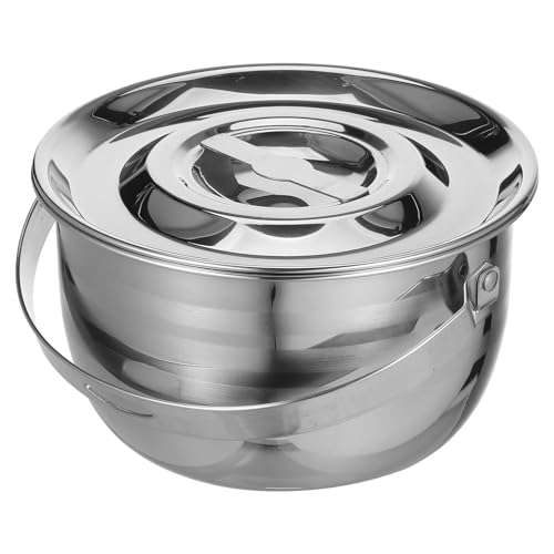 LIFKOME Stainless Steel Camping Pot with Hanging Handle and Lid 4 Quart Large Capacity Stew Soup Pot for Outdoor Camping Hiking Home Kitchen Cookware