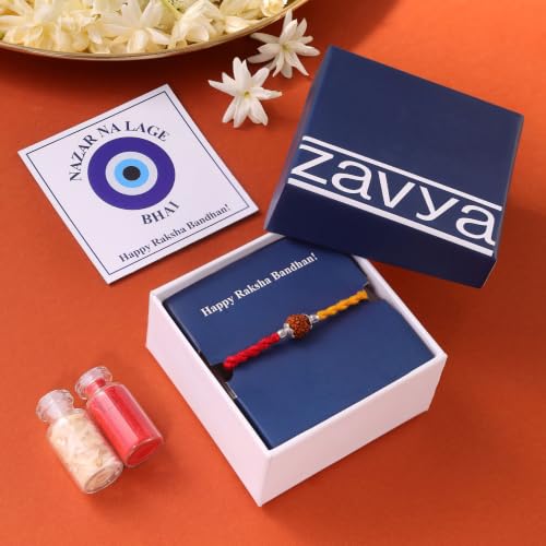 Image of ZAVYA 925 Sterling Silver Cubic Zirconia Rhodium Plating Silver Rakhi | Rakhi for Brother- Rakshabandhan | With Certificate of Authenticity and 925 Hallmark