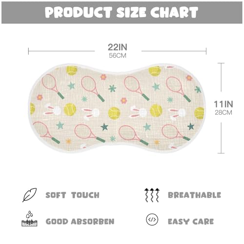 2 Pack Muslin Burp Cloths Tennis Cotton Baby Burp Cloths Ultra Absorbent and Soft Burping Cloth for Newborn Must Haves, Large 22" x 11"2