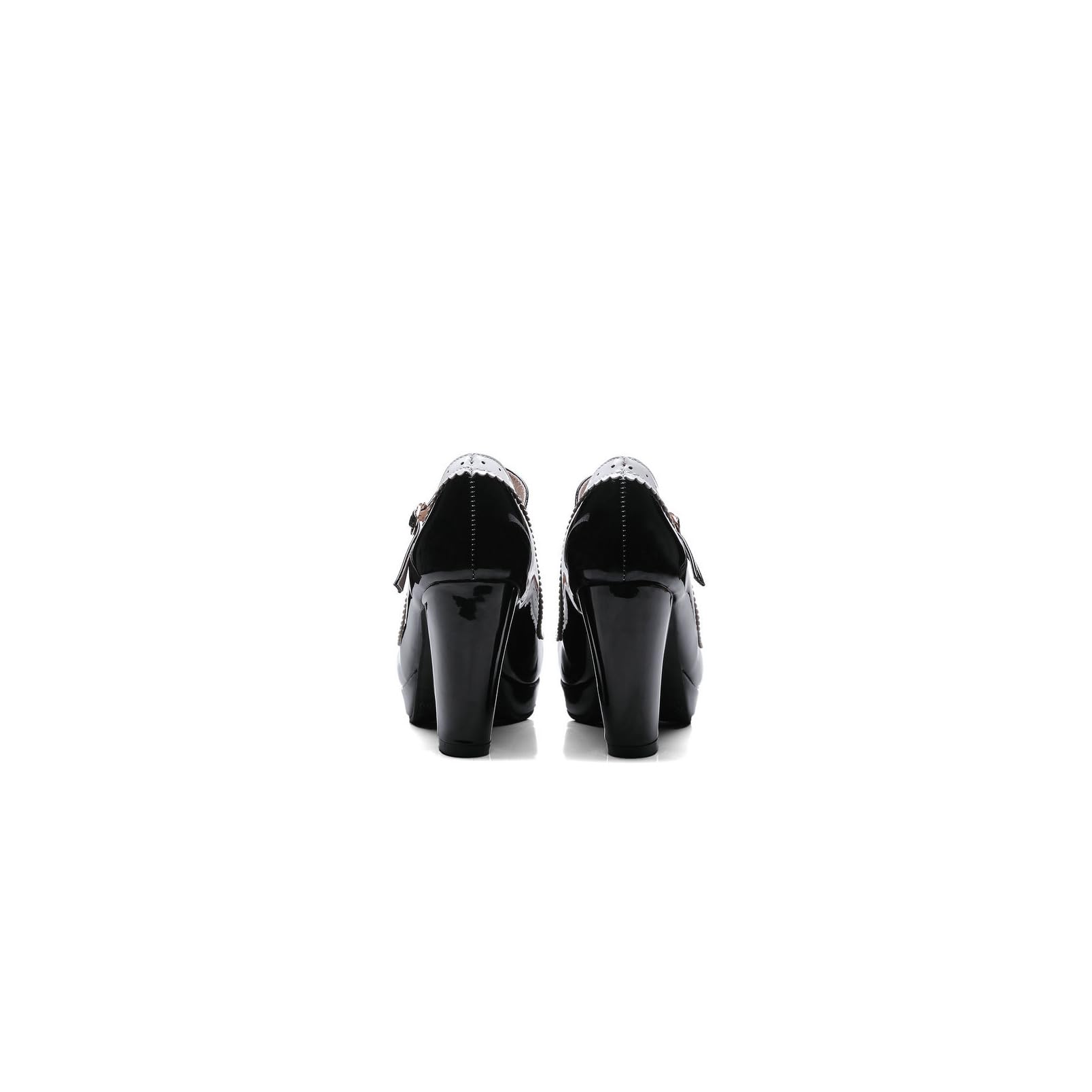 Femmes Cuir Verni Mary Jane Pompes Chunky Block Bout Rond Chaussures de mariée Chaussures de Mariage Cheville Sangle Chaussures de Cour