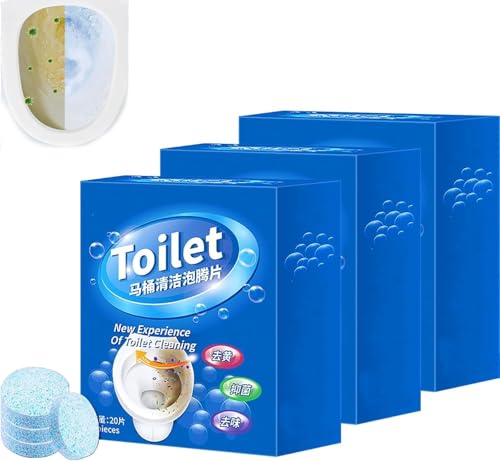 Pastiglie detergenti per WC con candeggina automatica, deodorante e decalcificante a rilascio lento, potente detergente per serbatoio del bagno, rimuove e previene le macchie (3)