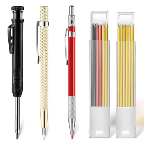 Catálogo para Comprar On-line Herramientas de marcado Top 5. 44 Marcador de Punta Larga para Agujeros Profundos, Marcador para Carpintería, Juego de Lápices de Carpintero Sólido,Herramienta de Marcado con Recarga(colores, paquete de 3)