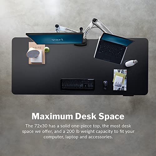 Vari Electric Standing Desk 72" X 30" (Varidesk) - Electric Height Adjustable Desk - Standing Desk For Office Or Home - Adjustable Standing Desk - Powerful Dual Motor Sit Stand Desk - Black #TOP3