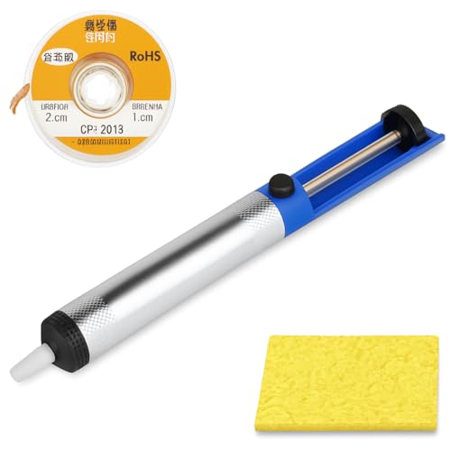 Desoldador de Estaño Manual + Malla 2mm x 1,5m | Bomba Desoldadora Profesional con Punta PTFE | Kit para Reparación Electrónica, PCB y SMD | Aspirador de Soldadura de Precisión