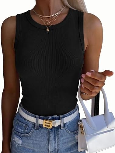 Zeagoo Tank Top for Women High Neck Sleeveless Shirts Summer Basic Tee
