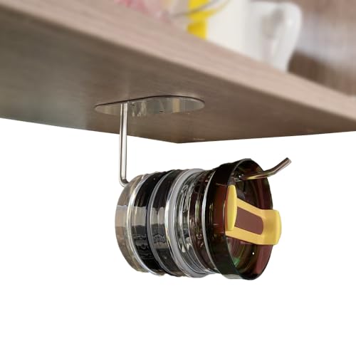 Tumbler Lid Organizer,Under-Cabinet Mount,Space Saving Cup Lid Hook,Stainless Steel Tumbler Lid Holder for Yeti & for Stanley,Tumbler Lid Horizontal Position Storage for Kitchen Organizers