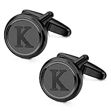 LOYALLOOK Gemelos de oro con inicial para hombre, gemelos de cobre personalizados, gemelos de letras, regalo para novio, marido, padre, novio, Metal, Cobre