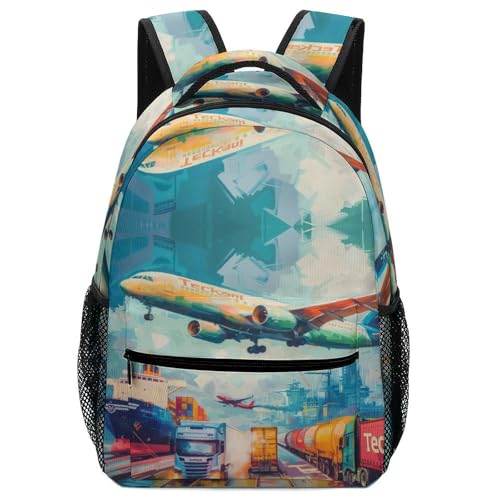 Sac scolaire avion 3D léger et imperméable pour filles et garçons