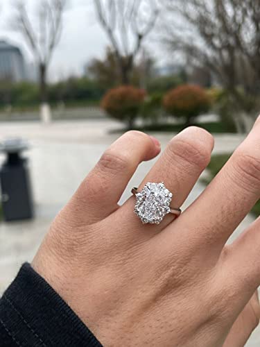 Phoenixjewel 2 Ct Radiant Cut Diamond Classic Halo Solitaire Engagement Rings For Women's 14K White Gold Over Wedding Ring 925 Sterling Silver Handmade Anniversary Ring Customized Promise Gift For Her #TOP1