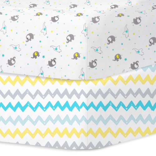Image of Little Grape Land Crib Sheets for Boys and Girls, 2pk Baby Crib Fitted Sheet for Standard Size Crib and Toddler Mattress, Super Soft Baby Sheet