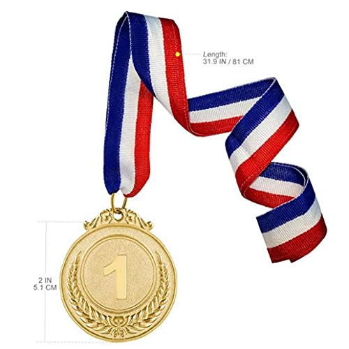 PiniceCore 3 stks Metalen Award Medailles met Neck Ribbon Goud Zilver voor Sport Academics of Elke Wedstrijd Tarwe Patroon - Image 4