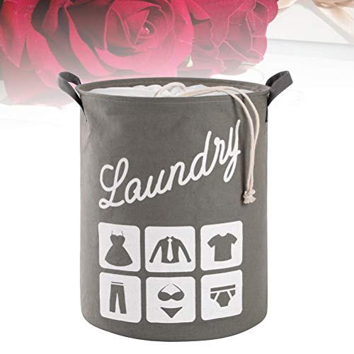 Cabilock cesto de roupa suja de algodão e linho para guardar roupas sujas dobrável (cinza)
