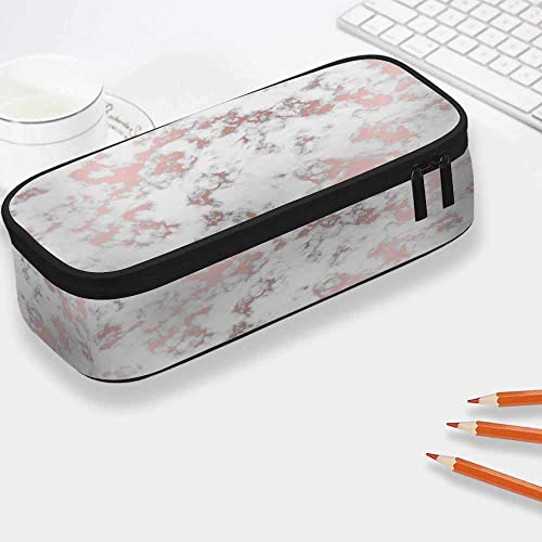 Image of Yekiua Marble Pen Bag Beautiful Abstract Glitter Marbling Large Pencil Case Big Capacity Pencil Pouch Pencil Holder Rose Gold