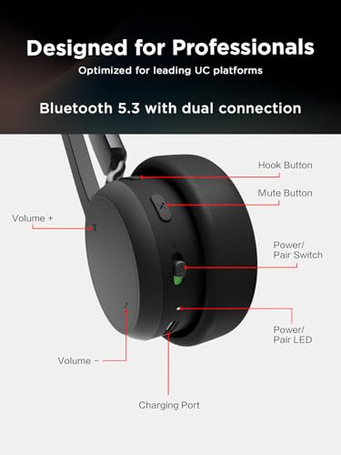 Lenovo 4XD1Q30302 Micro-Casque Supra-auriculaire Bluetooth Stereo Noir Suppression du Bruit du Microphone Micro-Casque,