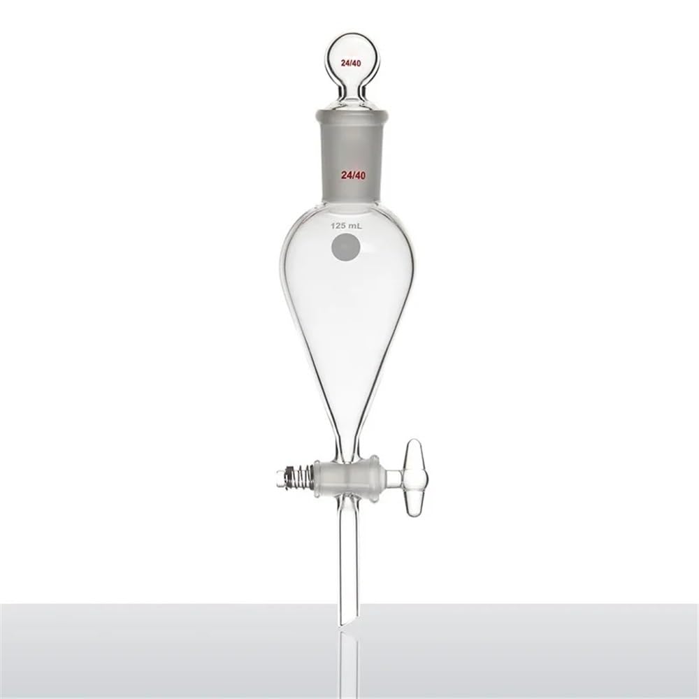 Sprzęt i wyposażenie laboratoryjne, rozdzielacz 30 ml – 125 ml, górny szlif, dolna zatyczka, górna zatyczka, otwór na zawór szklany 2 mm, F78 (60 ml – F781960)