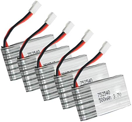 5pcs - 3.7V 500mAh Lipo Drone Battery for Syma X5HW X5HC X5UW RC Quadcopter Black