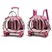 D-GROEE Pet Rolling Carrier, Breathable & Transparent Pet Trolley Case with Silent Wheels, Portable Small Cats Dogs Carrier Backpack for Traveling Pink