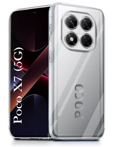 Image of Jkobi Back Cover for Xiaomi Poco X7 (Silicone Clear Shockproof Case with Camera Protection and Dust Plugs | Transparent)