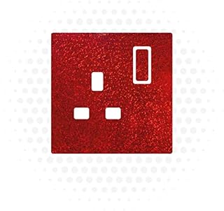 Landing Designs METAL FLAKE GLITTER EFFECT UK LIGHT SWITCH STICKERS, KITCHEN LIVING ROOM DECORATING (Black Double Sockets)