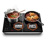 Sommertal Induktionskochfeld 2 Platten 3500W - Super Slim Design, tragbar, bis 240 °C, 4h Timer, Touch-Bedienung, Induktionskochplatte doppelt, Induktionsplatte, Induktionsfeld