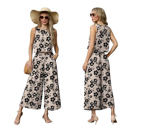 Lepunuo Women's 2 Piece Outfits Wide Leg Capri Sets Summer Beach Outfits — view 5