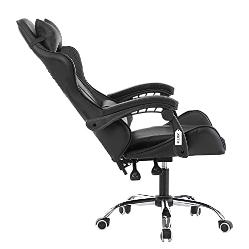 Cadeira gamer reclinável em 70° com ajuste lombar preto V701