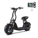 SAY YEAH Electric Scooter Adults with Seat, 1000W Motor, 48V12Ah Lithium Battery, Up to 25 MPH, 10' Air-Filled Tires,LED Headlights Electric Moped, Commuter Scooter E-Bike E-Motorcycle E-Chopper