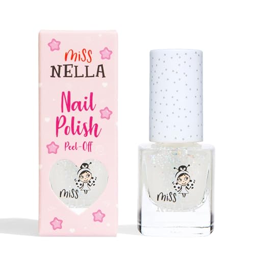 Miss Nella CONFETTI CLOUDS- trasparente Smalto speciale con brillantini per bambini, con formula peel-off, a base d'acqua e senza odori
