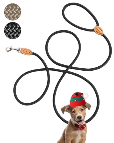 LeileiPaws Tauleine Hund – Nylon Hundeleine für kleine, mittelgroße & große Hunde – hundeleine leicht mit Schlaufe für kleinere Hunde, robuste Hundeleine große Hunde(Schwarz, 2m x 0.8cm)
