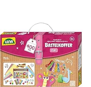 Lena Bastelkoffer mit 400 Teilen, Bastelset bestehend aus Papier, Moosgummi,...