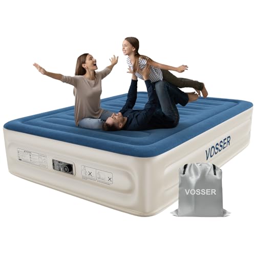 VOSSER Queen Air Mattress with Built-in Pump, Extra Thick Blow