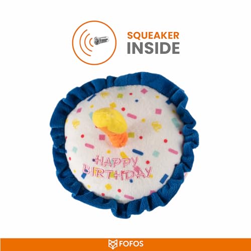 Image of BarkButler x Fofos Birthday Cake Plush - Soft & Squeaky Toys for Dogs, Dog Toys for Medium Dogs (0-20kgs) - Multicoloured