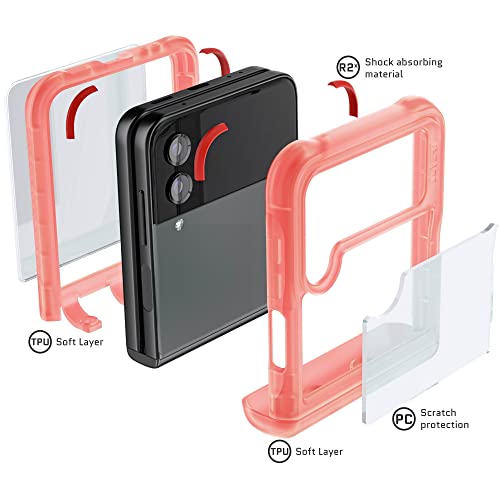 Image of Ghostek COVERT Pink Galaxy Z Flip 4 Case for Women Girls Full Hinge Protection and Crystal Clear Back Durable Premium Protective Shockproof Phone Cover Designed for 2022 Samsung Flip4 5G (6.7 inch) (Pink)