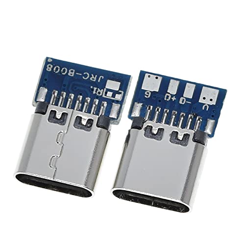 Teansic 20 Pcs USB 3.1 Type C Female Plug Socket Connector with PCB Board 24 pin DIY Data Line Interface Female Socket