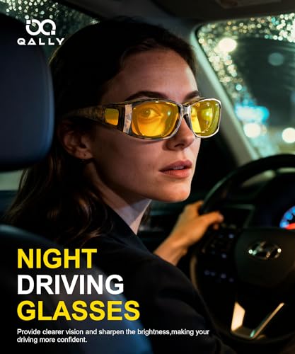 Image of Night Vision Glasses, Fit Over Glasses Mens Womens, Wrap Around Anti Glare HD Night Vision Lens for Night Driving