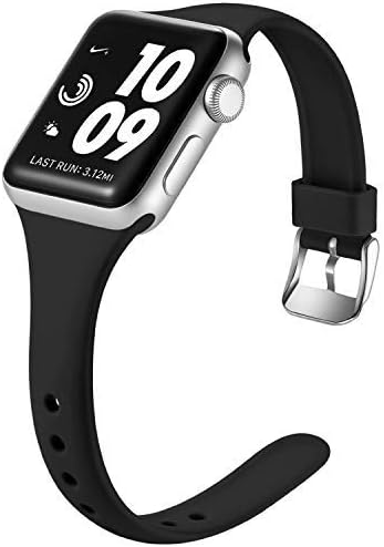 Laffav Slim Band Compatible with Apple Watch 41mm 40mm 38mm iWatch SE & Ultra & Series 8/7/6/5/4/3/2/1 for Women Men, Black, S/M