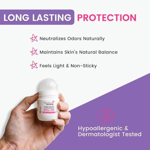 Image of Organic Deodorant Women & Men Roll On, Natural Formula for Sensitive Skin, Long-Lasting Odor Protection 2.53 Fl Oz Pack of 2, Rose Vanilla