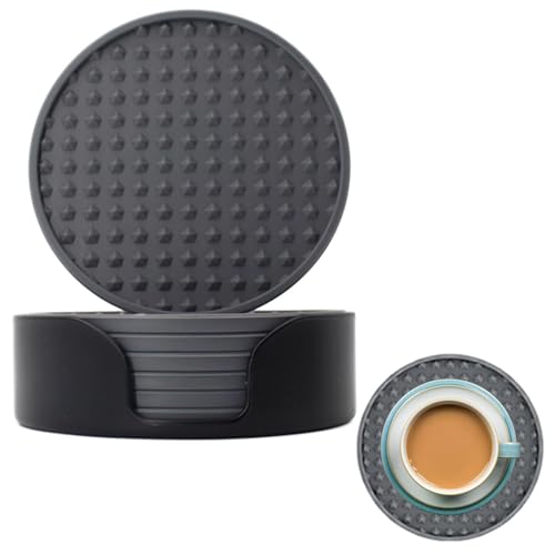 Sottobicchieri per bevande con supporto, tappetino per bevande - Set di sottobicchieri | Confezione da 6 sottobicchieri addensati, supporto incluso protezione anti-traboccamento da tavolo decorazione